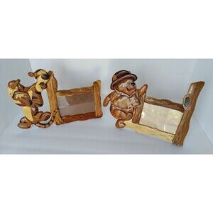 Winnie The Pooh Bear and Tigger Picture Frame set, hand crafted carved Wood.